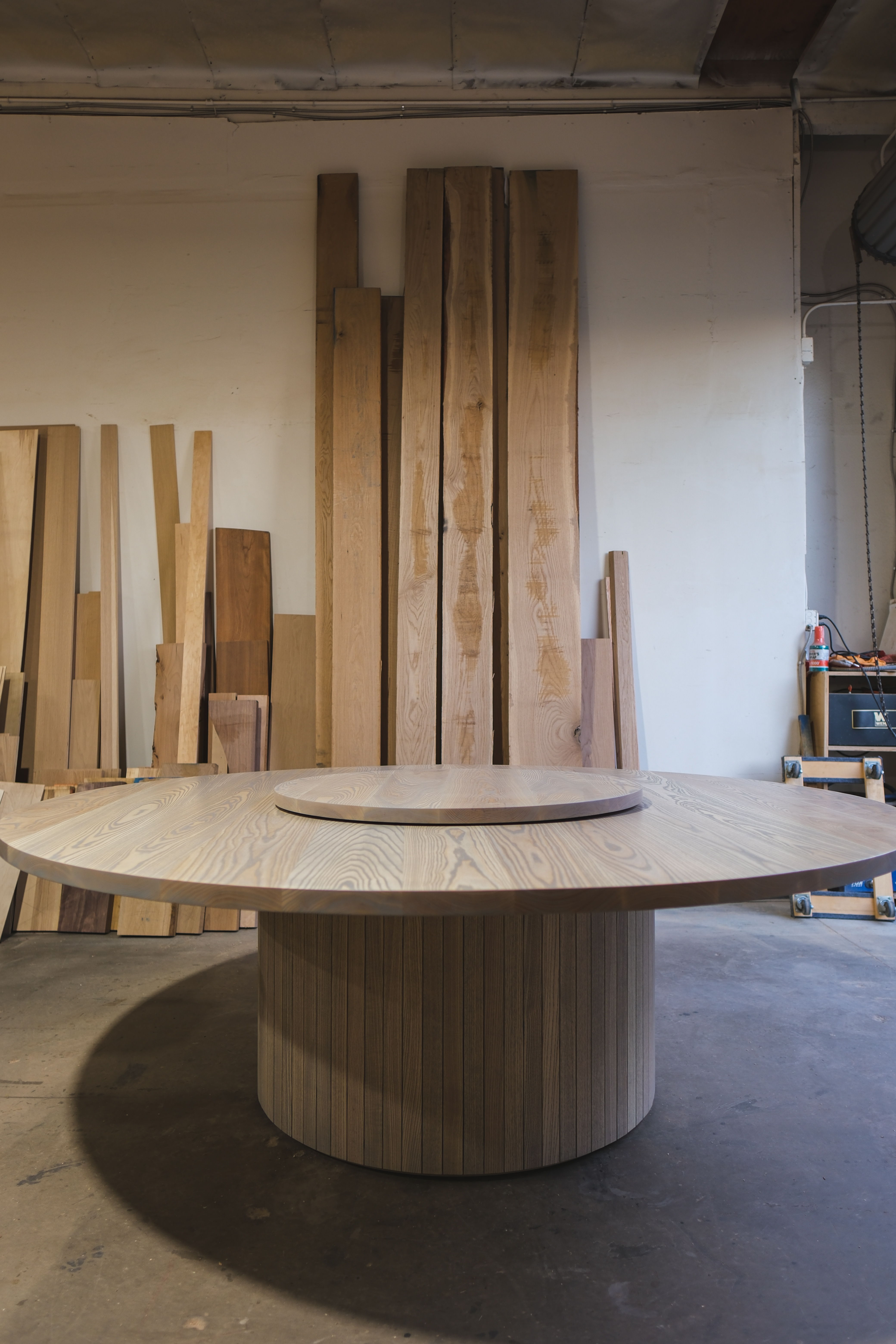 Ash Wood Round Table with Lazy Susan